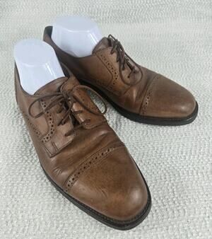 Cole Haan Men's Oxford Cap Toe Brown Leather Shoes Made in Italy Size 8.5 #4676
